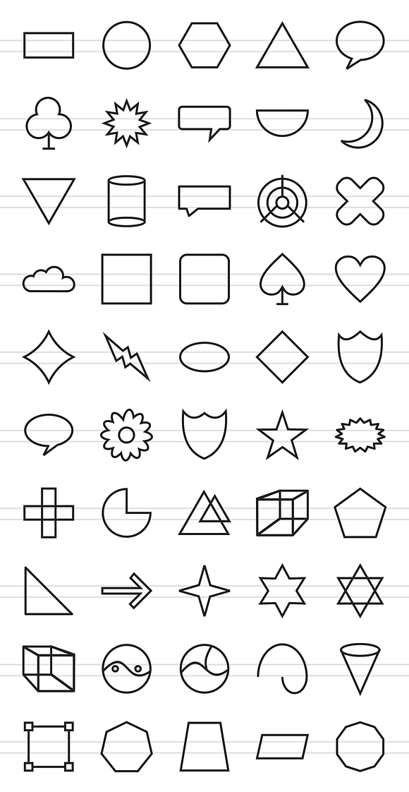 50 Shapes & Geometry Line Icons in Graphics - product preview 1