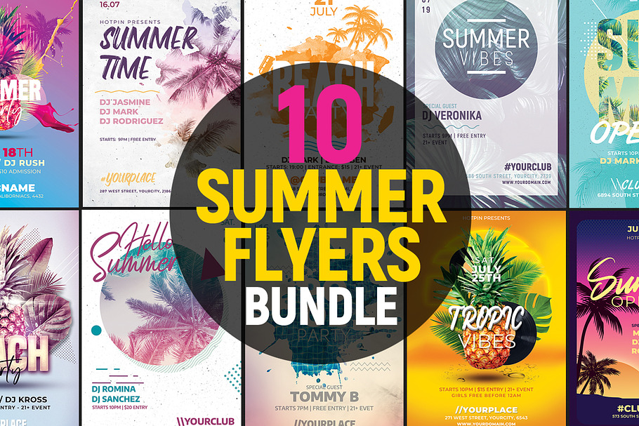 Summer Party Flyer Template Bundle in Flyer Templates - product preview 8