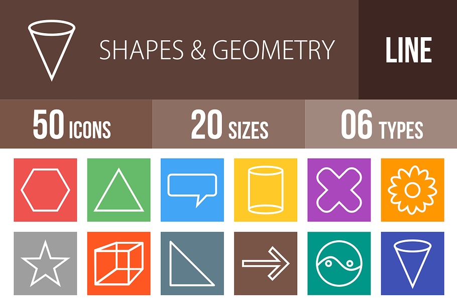50 Shapes & Geometry Line Multicolor in Icons - product preview 8