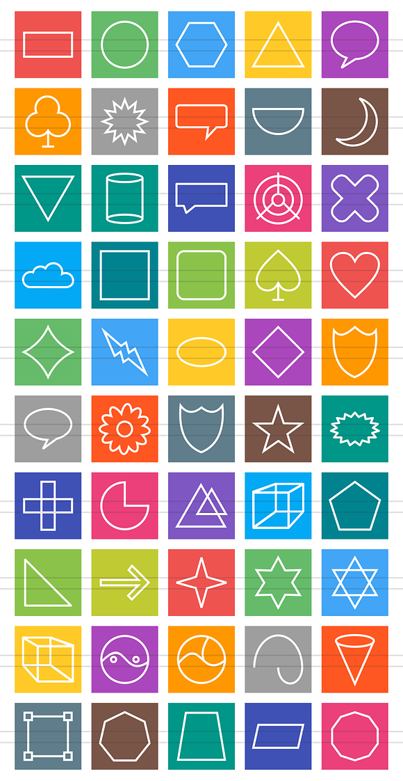 50 Shapes & Geometry Line Multicolor in Icons - product preview 1