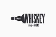 Whiskey bottle logo. Lettering sign.