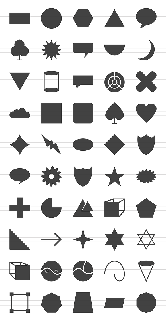 50 Shapes & Geometry Glyph Icons in Graphics - product preview 1