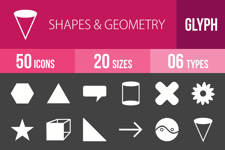 50 Shapes & Geometry Glyph Inverted in Icons - product preview 8