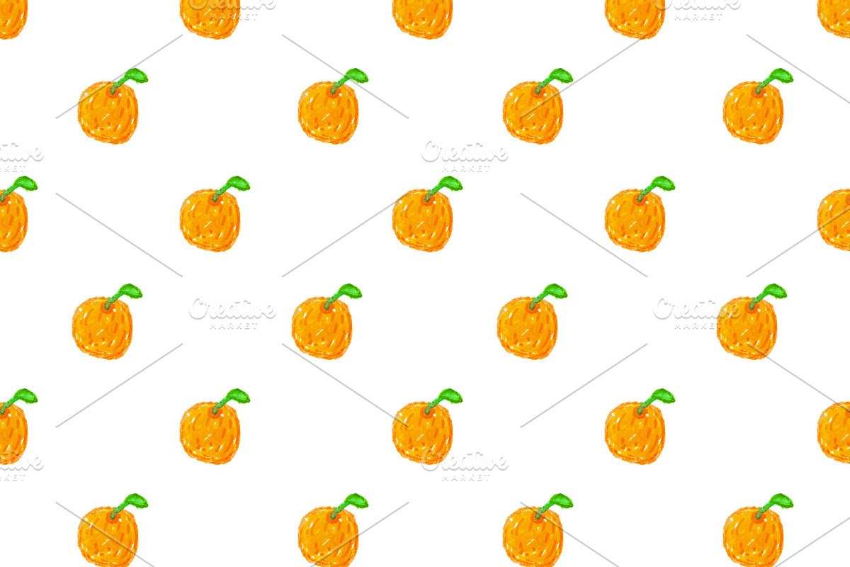 Orange Cartoon Drawing Seamless Patt in Patterns - product preview 8