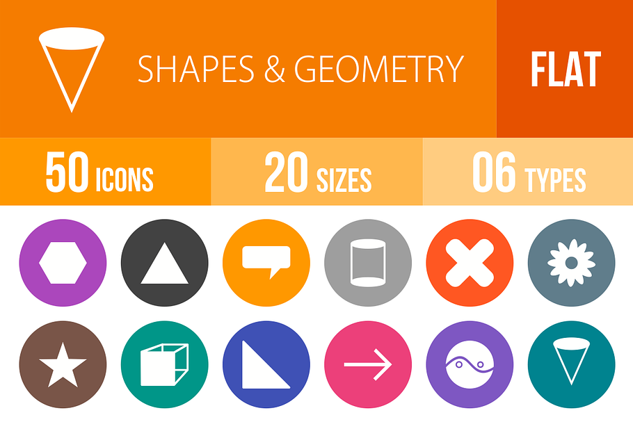 50 Shapes&Geometry Flat Round Icons in Graphics - product preview 8