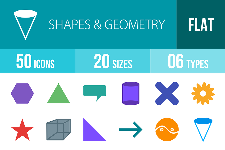 50 Shapes & Geometry Flat Multicolor in Icons - product preview 8