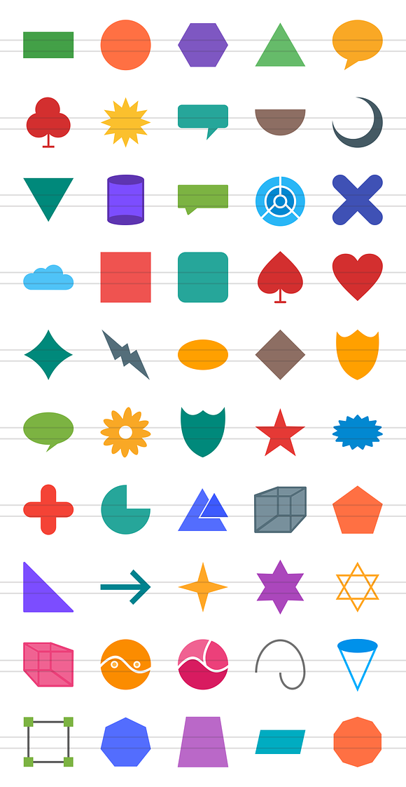 50 Shapes & Geometry Flat Multicolor in Icons - product preview 1