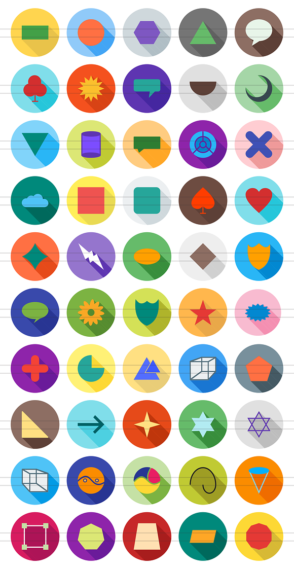 50 Shapes & Geometry Flat Shadowed in Icons - product preview 1