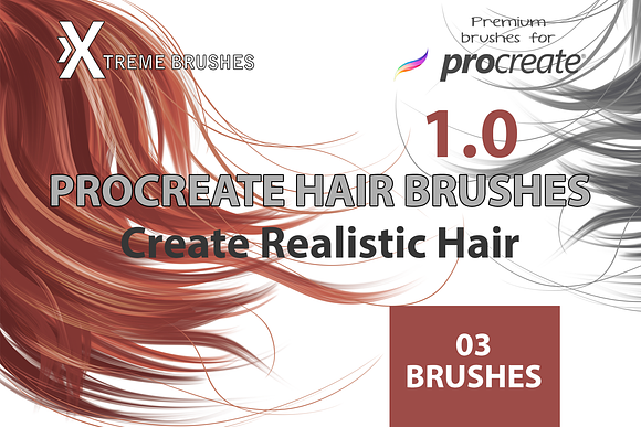 Procreate Hair Brushes in Photoshop Brushes - product preview 1