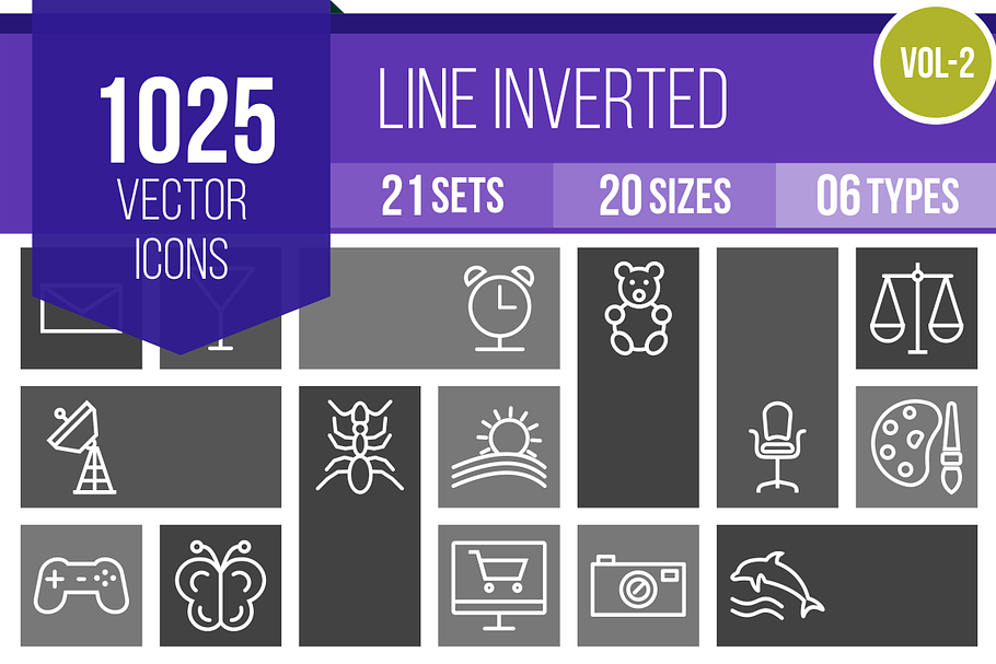 1025 Line Inverted Icons (V2) in Graphics - product preview 8