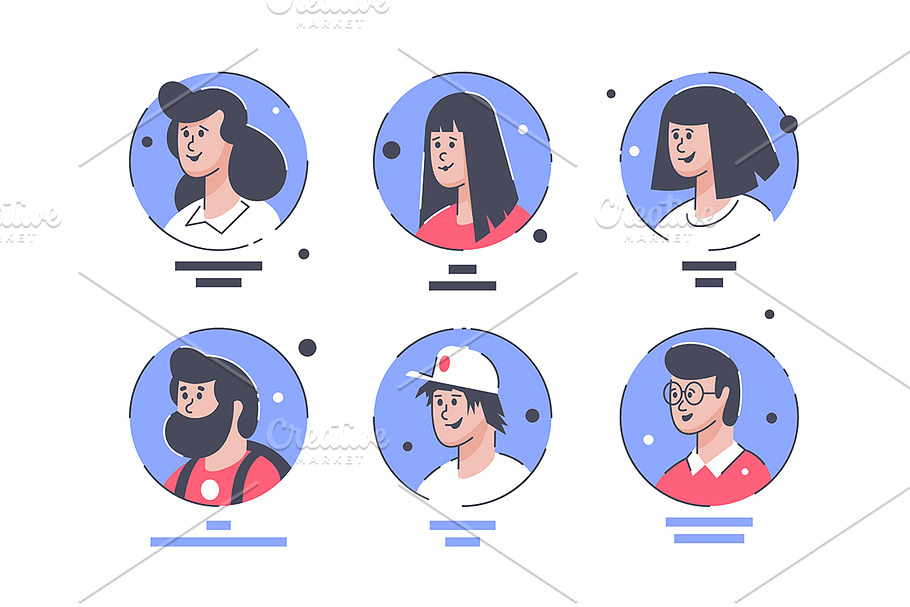 Set icons with people avatars in Icons - product preview 8