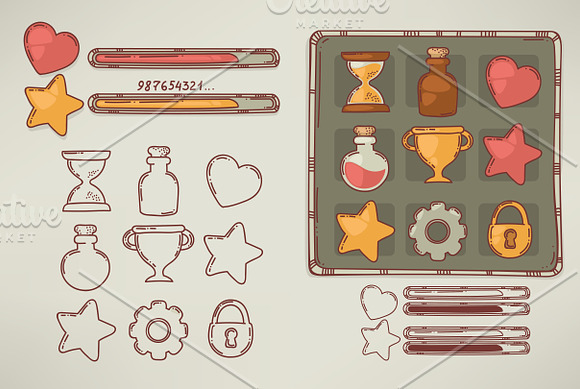 hand drawn icons for game design in Graphics - product preview 1