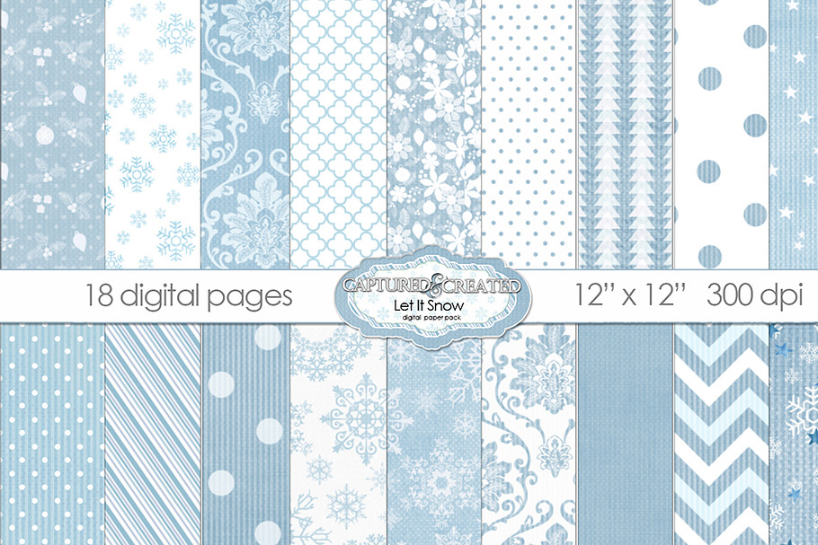 Let It Snow 18 Holiday Digital Paper