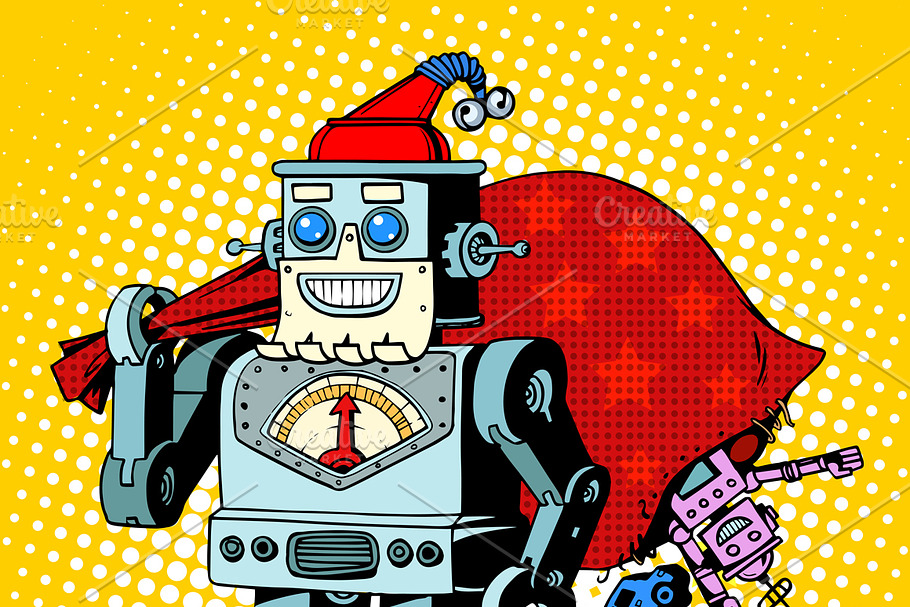 Robot Santa Claus Christmas gifts in Illustrations - product preview 8