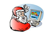 Santa Claus Sending E-Gift Retro