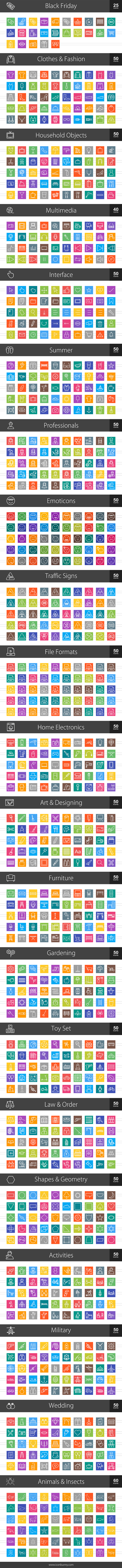 1025 Line Multicolor B/G Icons (V2) in Graphics - product preview 1