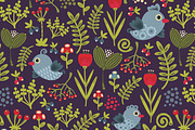 Folk bird patterns set