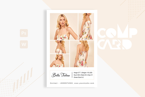 Modeling Comp Card Template in Card Templates - product preview 3