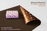 Glazed Donuts seamless pattern set