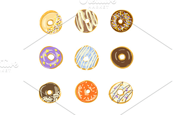 Glazed Donuts seamless pattern set in Patterns - product preview 1