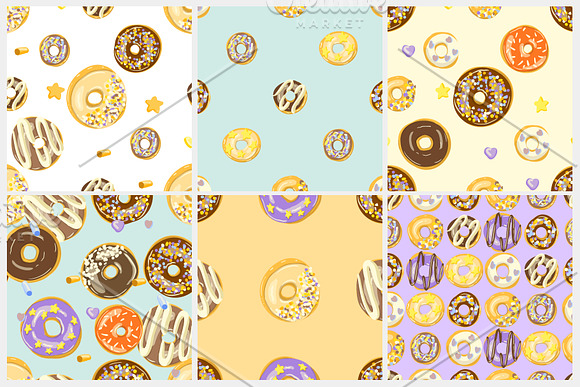 Glazed Donuts seamless pattern set in Patterns - product preview 2