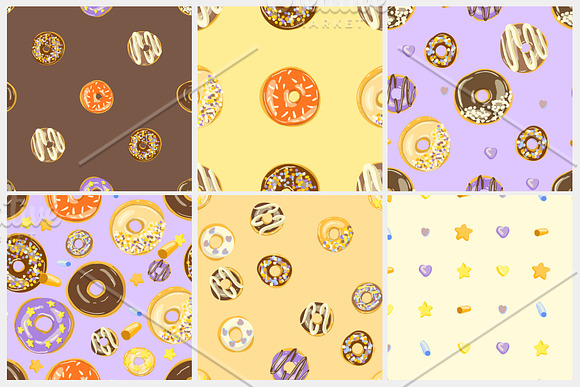 Glazed Donuts seamless pattern set in Patterns - product preview 4