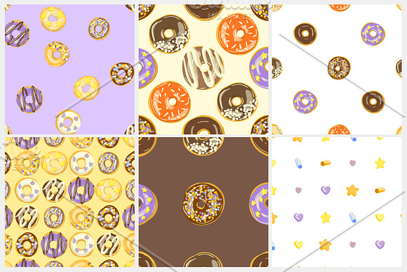 Glazed Donuts seamless pattern set in Patterns - product preview 5
