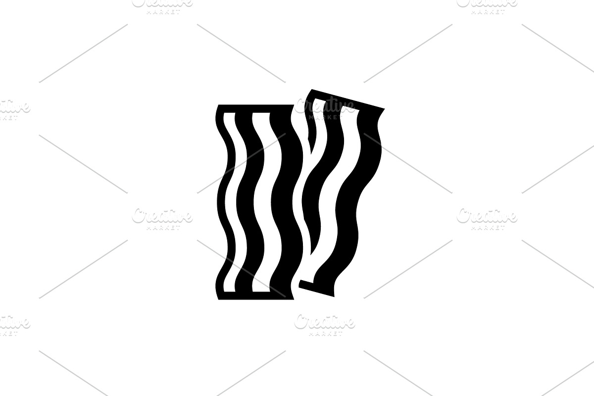Bacon stripe black icon in Icons - product preview 8