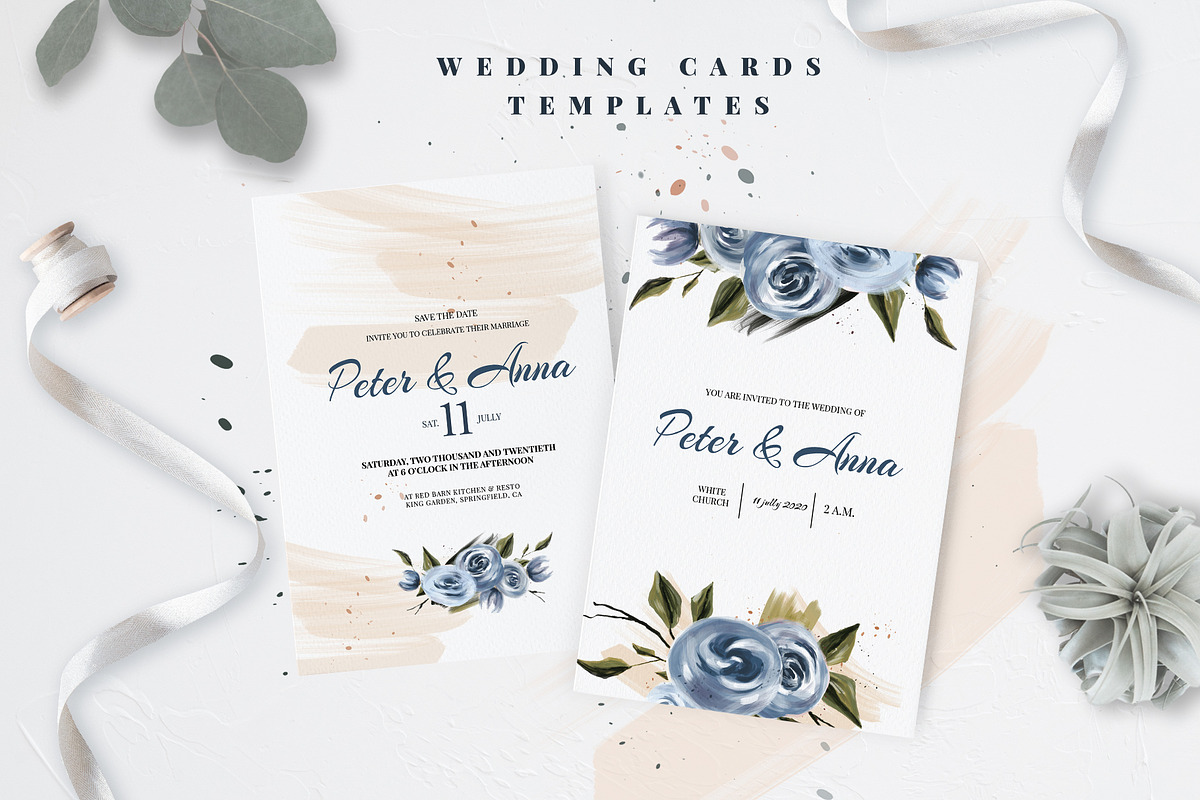 Elegant Blue Flowers Wedding Suite in Wedding Templates - product preview 8