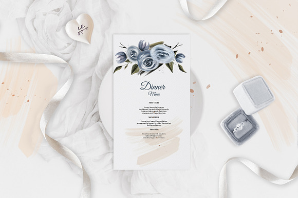 Elegant Blue Flowers Wedding Suite in Wedding Templates - product preview 4