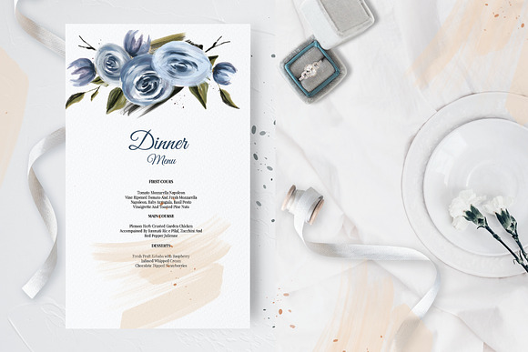 Elegant Blue Flowers Wedding Suite in Wedding Templates - product preview 6