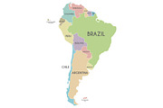 3x Colorful South America Maps