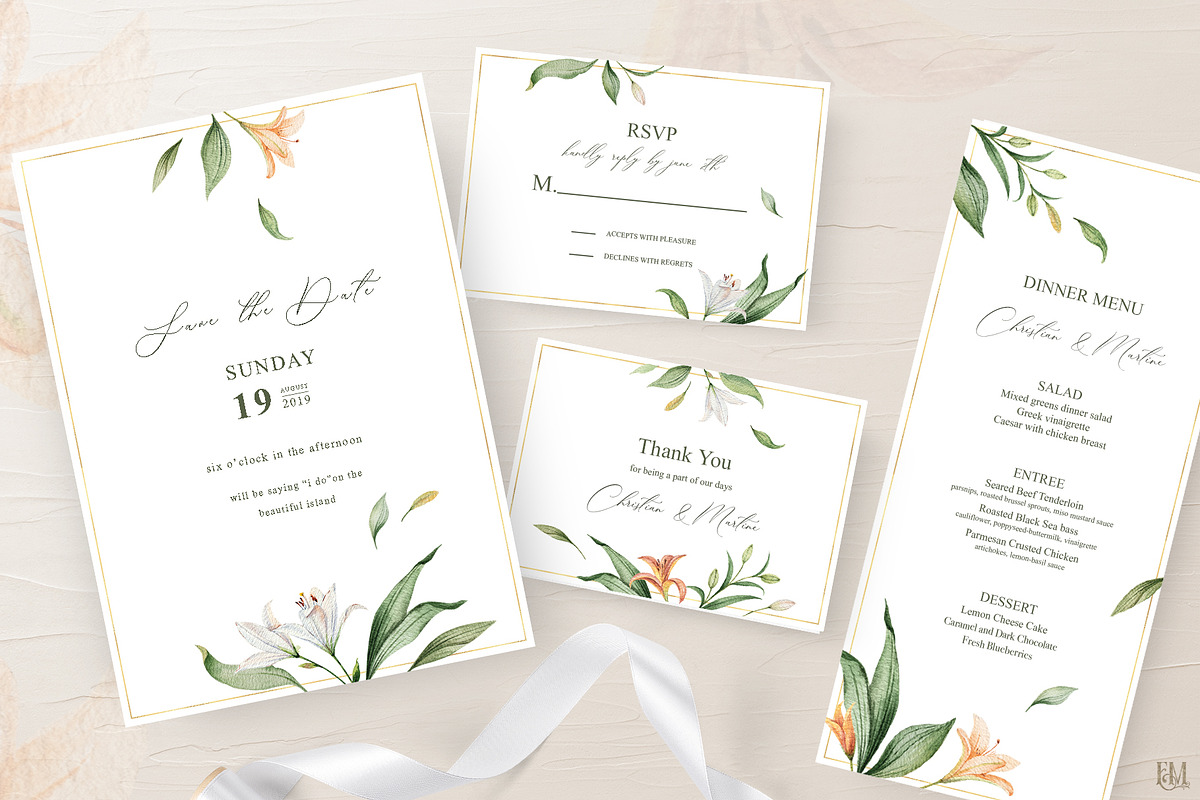 Wedding Watercolor Suite. Lily in Wedding Templates - product preview 8