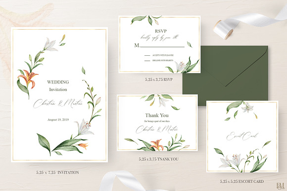 Wedding Watercolor Suite. Lily in Wedding Templates - product preview 1
