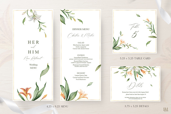Wedding Watercolor Suite. Lily in Wedding Templates - product preview 3