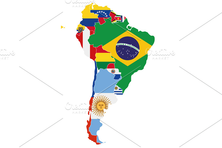 Flags South America Map