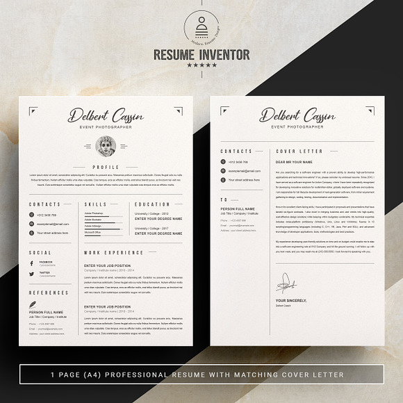 Two Page Clean Resume / CV Template in Resume Templates - product preview 3