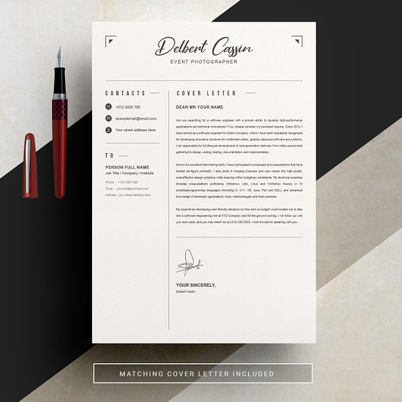 Two Page Clean Resume / CV Template in Resume Templates - product preview 4