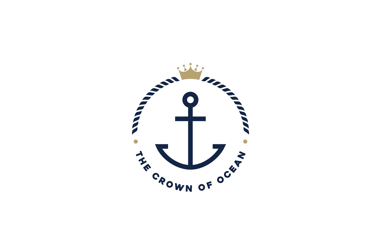 Anchor, Rope & Crown Nautical Logo in Logo Templates - product preview 8