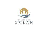Golden Trident Crown Sea Wave Logo