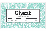 Ghent City Map in Retro Style.