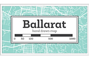 Ballarat Australia City Map in Retro