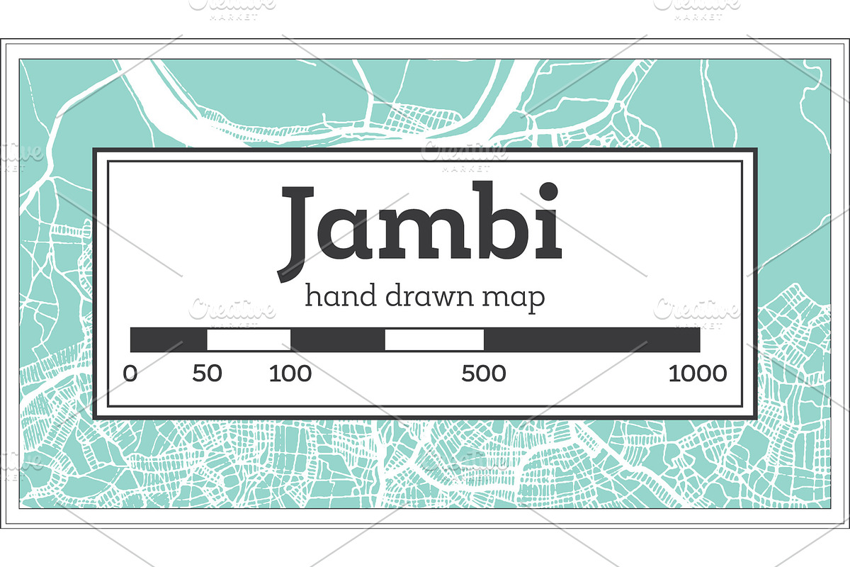 Jambi Indonesia City Map in Retro in Illustrations - product preview 8