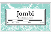 Jambi Indonesia City Map in Retro