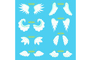 Cartoon Angel Wings Set. Vector