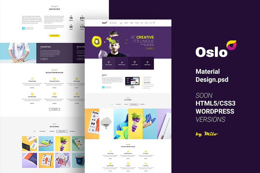 Oslo - Material Design PSD Website in Website Templates - product preview 8