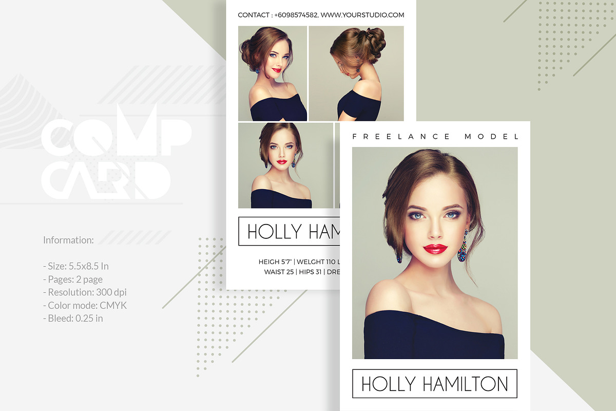 Fashion Model Comp Card Template in Card Templates - product preview 8