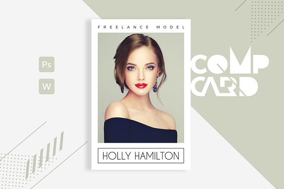 Fashion Model Comp Card Template in Card Templates - product preview 2