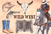 Wild West - Watercolor Clip Art Set