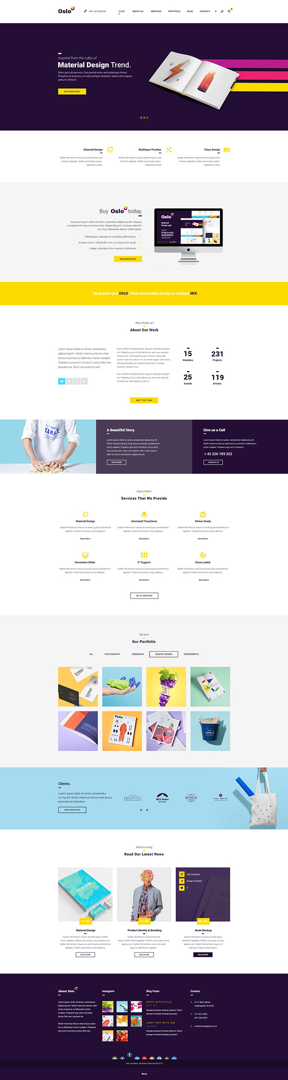 Oslo - Material Design PSD Website in Website Templates - product preview 3